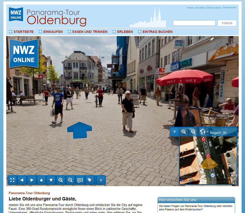 NWZ Online zeigt die Innenstadt von Oldenburg in StreetviewPanoramafotos Deutschlandkarte