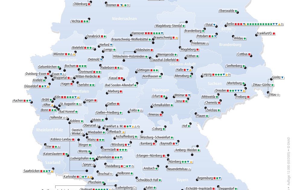Landkartenblog: Deutschlandkarte: Hochschulen und Universitäten in Landkartenblog: Deutschlandkarte: Hochschulen und Universitäten in