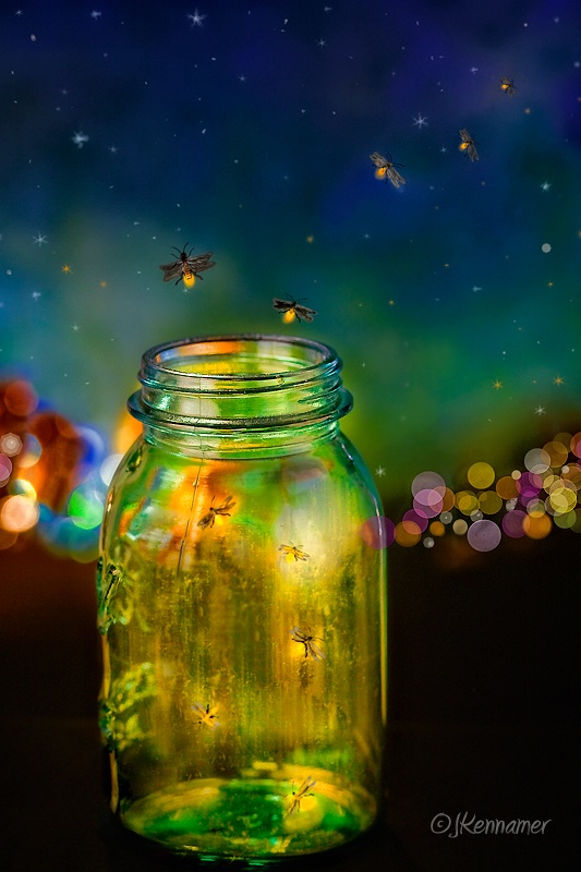 fireflies in jar at night. I love fireflies.