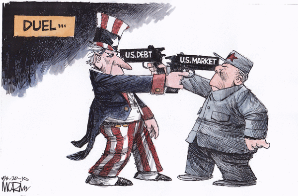 Risultati immagini per duel us debt cartoons china