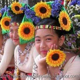 Filipina dance girl in beautiful rainbow cloth ethnic dress 