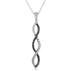 10K White Gold Black Diamond Infinity Pendant