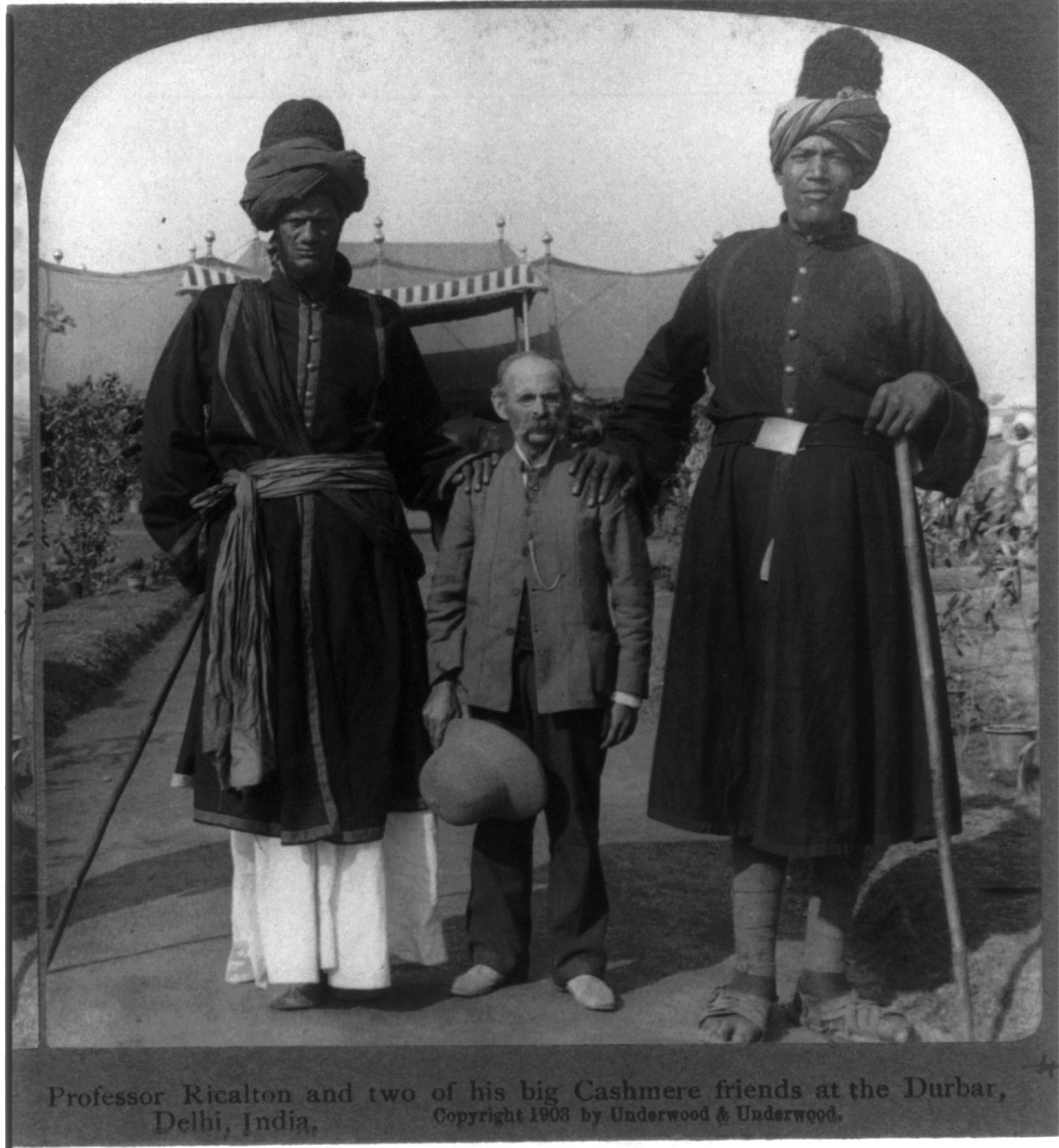 Professor [James] Ricalton and two of his Cashmere friends at the Durbar, Delhi, India - 1903