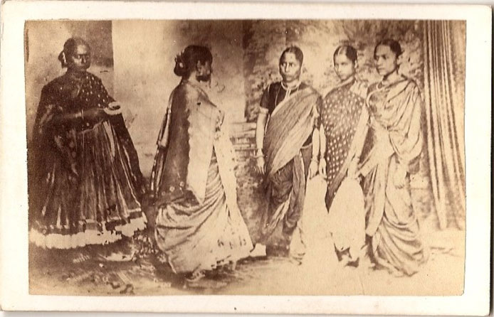 Vintage Photograph of Group of Five Women - India 1875