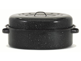 blue speckled roasting pan