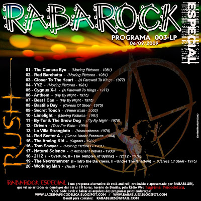 TRACK LIST DO PROGRAMA RABAROCK 003-LP    (RUSH)