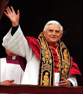 The Pope Benedict XVI blessing the world people for peacehot image