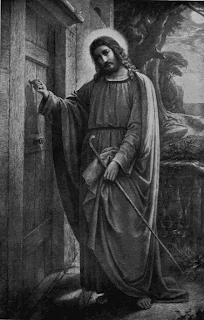 Jesus Christ knocking at the door black and white Christian religious picture download for free