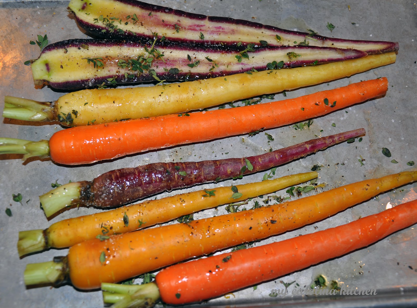 My Carolina Kitchen Barefoot Contessa’s roasted lemon chicken & roasted rainbow carrots