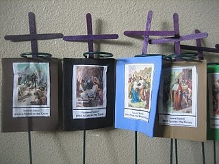 Pole standees with Stations of the Cross