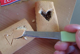 Fig Newtons being cut into shapes