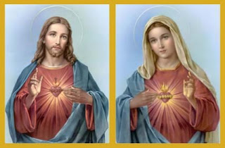 Mary and Jesus with Immactulate and Sacred Hearts