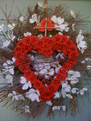 Rose heart wreath with cross