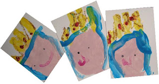 Trading cards with handprint pictures of Mary.