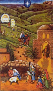 Advent calendar of Mary, Jesus, and Joseph riding to Bethlehem