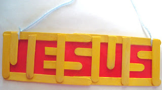 Yellow Popsicle Stick Jesus Word Art