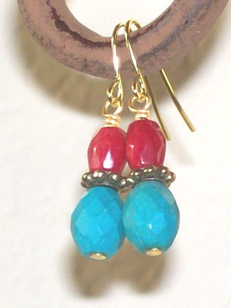 Sponge coral & turquoise earrings - $14
