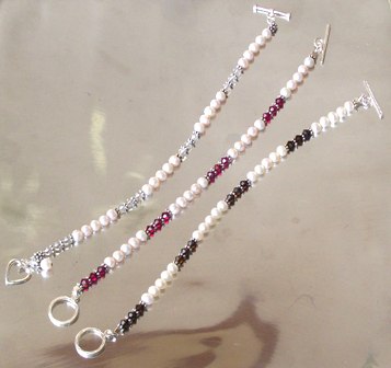 Swarovski crystals alternate with freshwater pearls, bracelet - $24