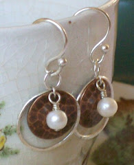 Silver rings, copper disks, tiny pearls - $18 SOLD
