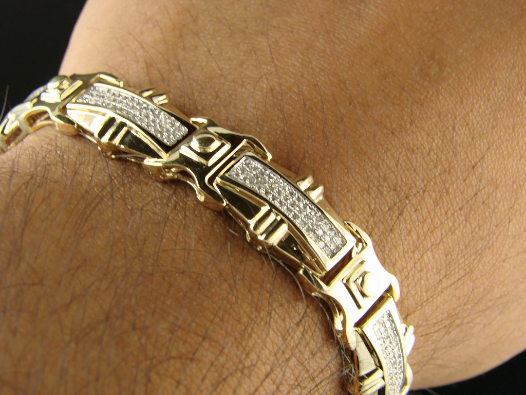 new_york_jewels MENS XL ICY WHITE GOLD DIAMOND BRACELET BANGLE 2.15 CT