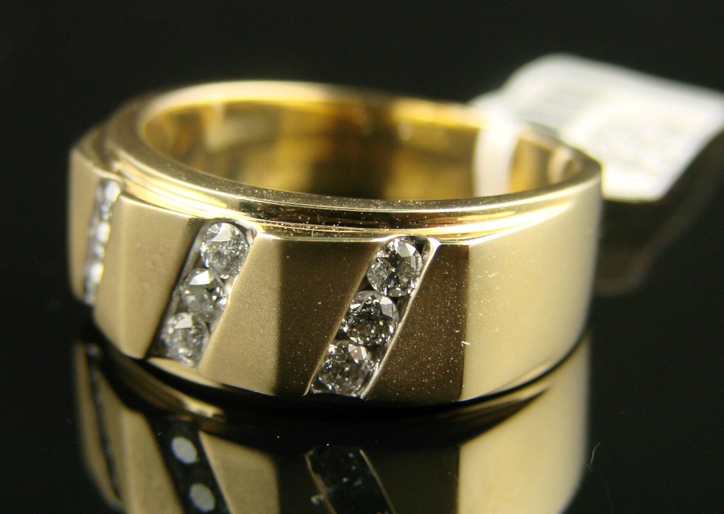 new_york_jewels: 14k MENS CROSS WEDDING BAND .75 CT 9MM DIAMOND RING SI