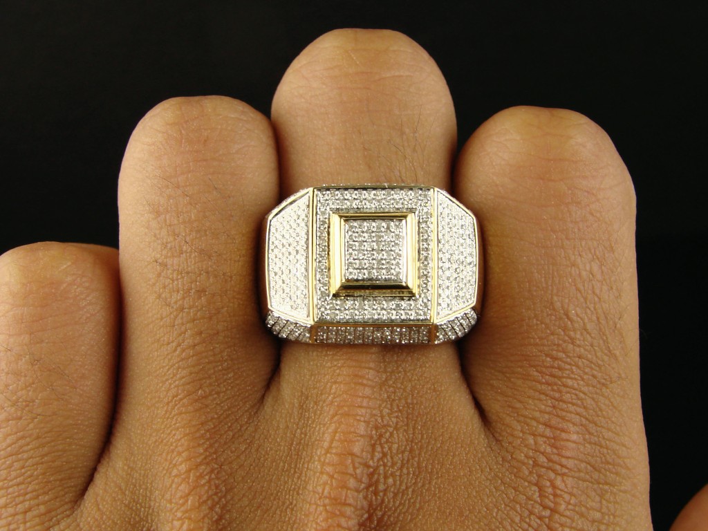 new_york_jewels 10K MENS YELLOW GOLD SIDE DIAMOND XL PINKY RING 2.0 CT