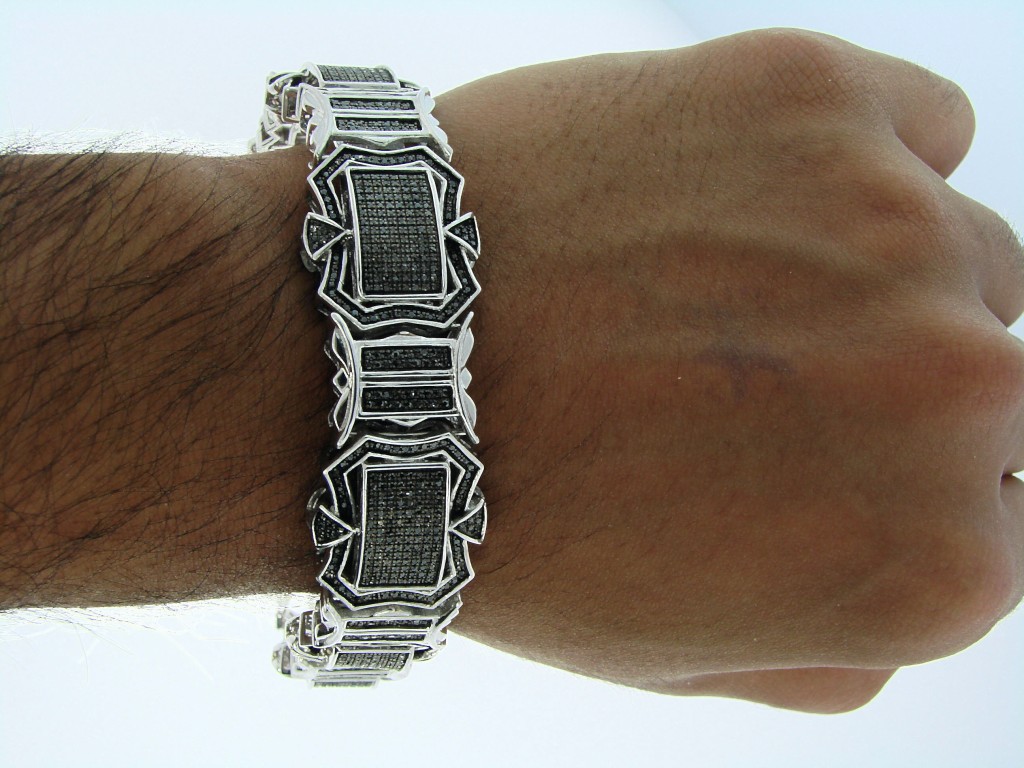 new_york_jewels MENS FULL BLACK 22MM XL DIAMOND BRACELET BANGLE 5.18 CT