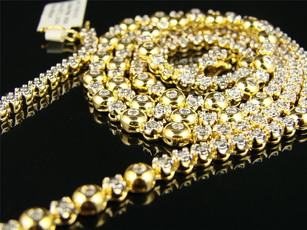 new_york_jewels 2 ROW MENS REAL DIAMOND CROSS + 1 ROW DIAMOND CHAIN 34