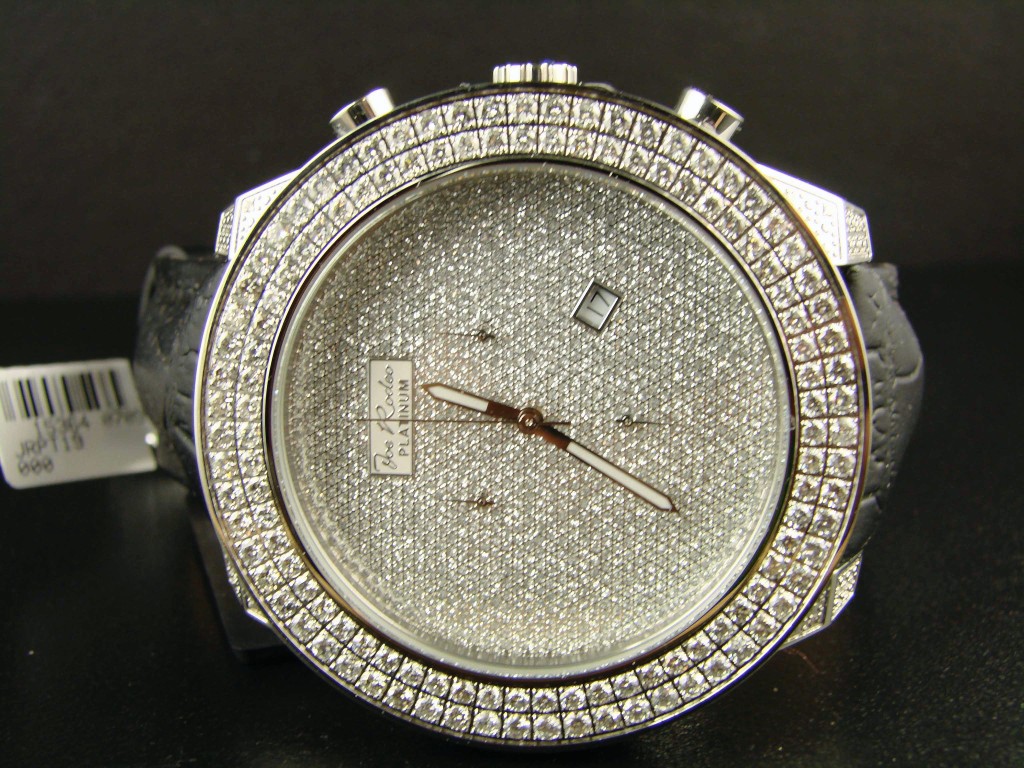 new_york_jewels: JOE RODEO PLATINUM JOJO BIG BEZEL WHITE DIAMOND WATCH