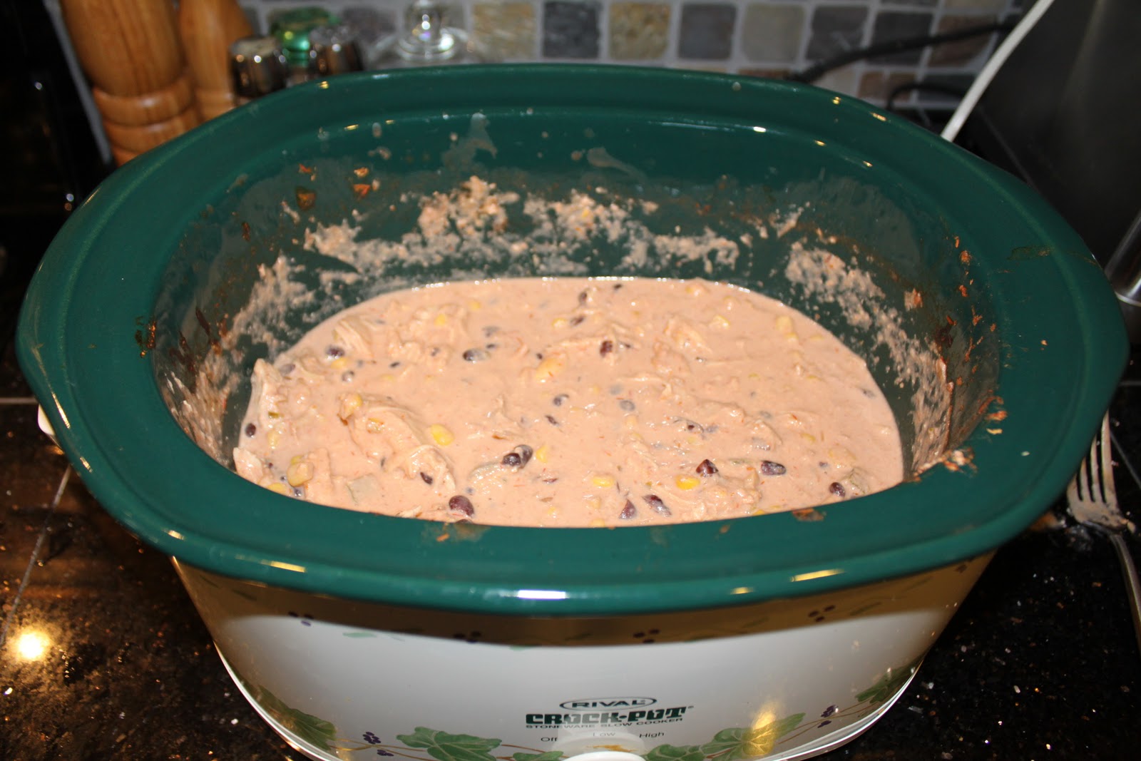 Crock Pot Chicken W/ Black Beans and Cream Cheese