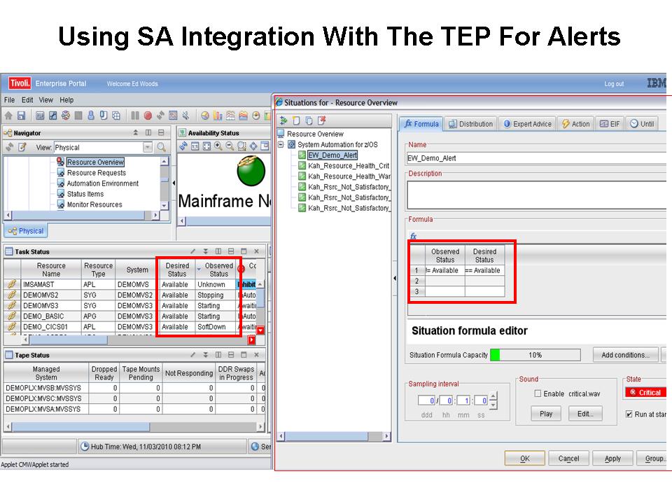 Tivoli With A z SA System Automation integration with the Tivoli Portal