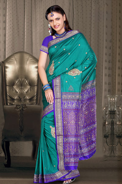 Purple and Green Pure silk saree - Wedding Saree 2010 ~ Ladies Fashion ...
