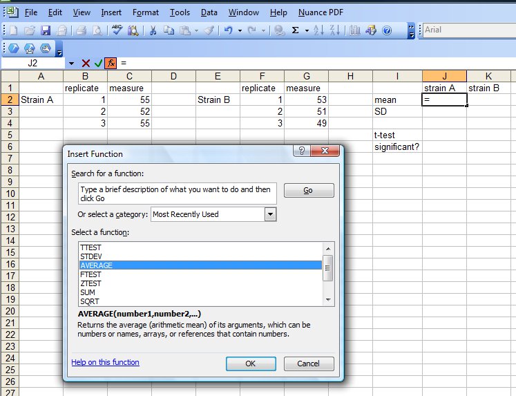 Adam's stuff...: Doing a simple t-test in Microsoft Excel
