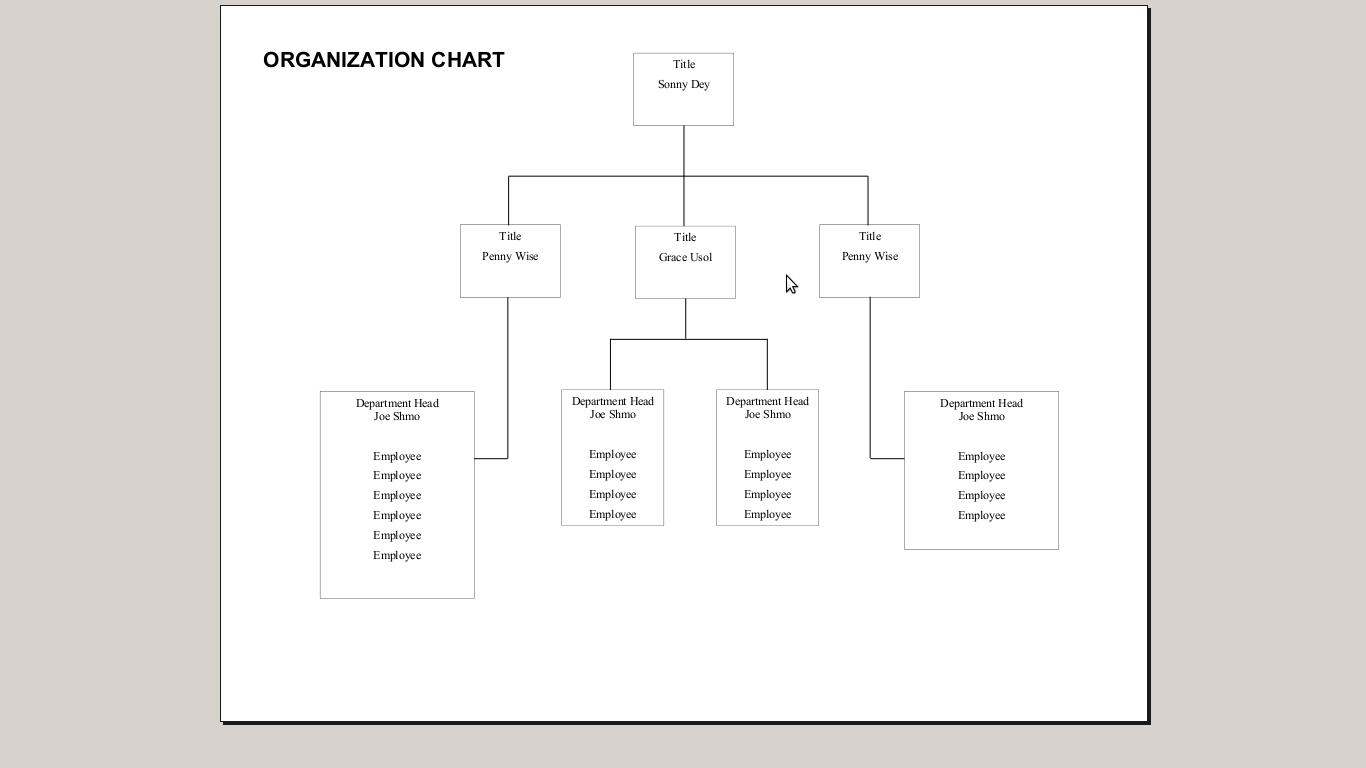 How do you find a sample organization chart?