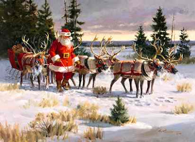 santa with his reindeer