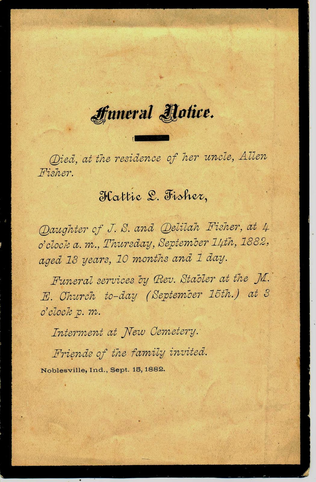 A Land of Deepest Shade Death Memorabilia, Part 4 Funeral Notices