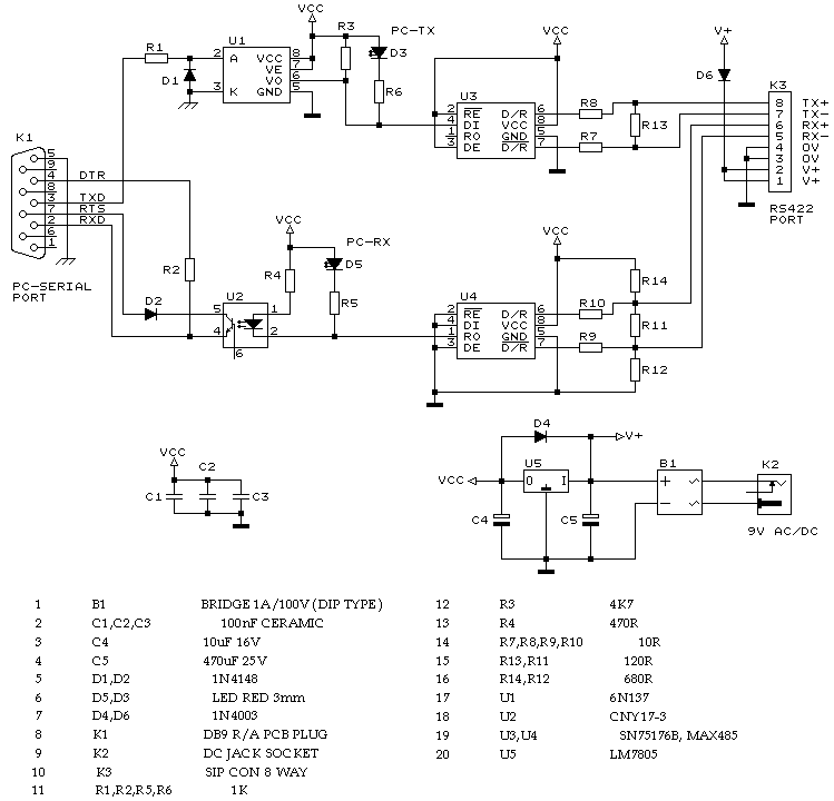 Rs422 To Rs485 Converter Schematic