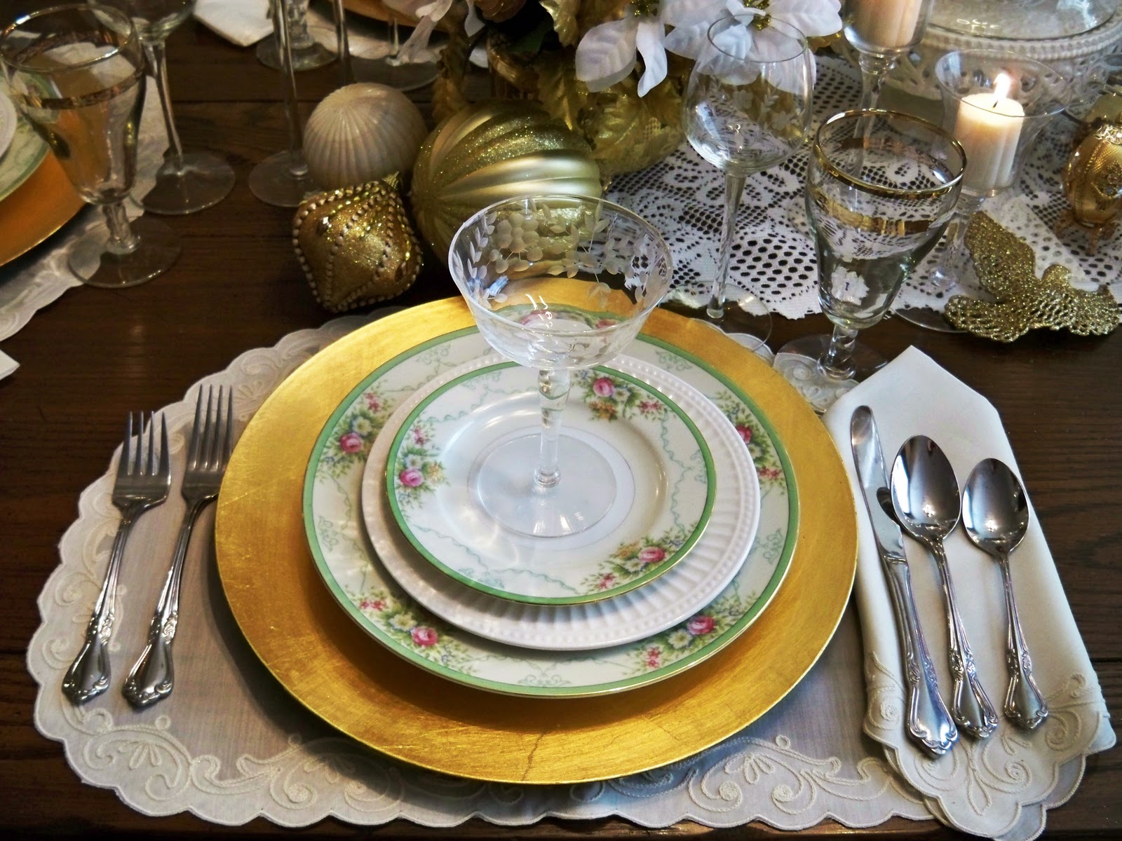 tablescape with goodwill, thrifty finds