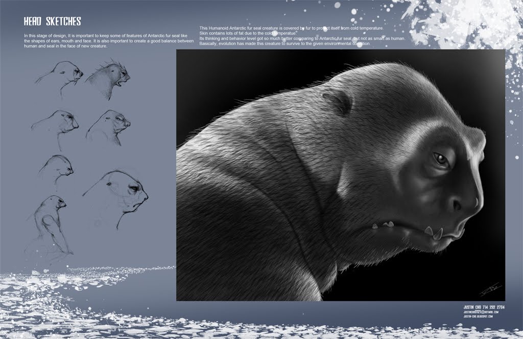 art of justin cho seal man humanoid monster design los angeles design