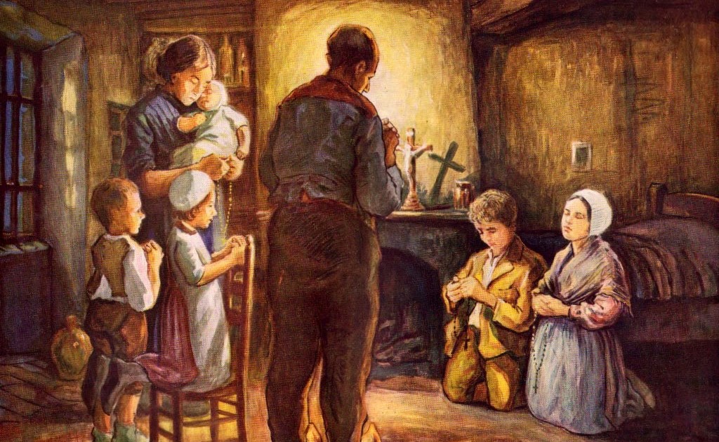 Мать благословляет сына. Средневековая Крестьянская семья. Крестьянская семья живопись. Крестьянин молится. Дети в средневековье крестьяне.
