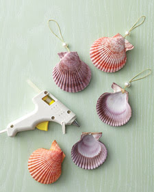 handmade shell ornaments with glitter