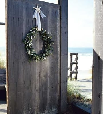 green wreath on door