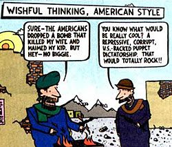 single color panel from To Afghanistan and Back by Ted Rall