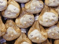 Prosciutto San Daniele at the Central Market in Florence, Italy color photograph