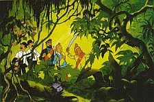 A color still from the 1969 animated film based on the Tintin book 'Le Temple du Soleil' aka 'Prisoners of the Sun'.