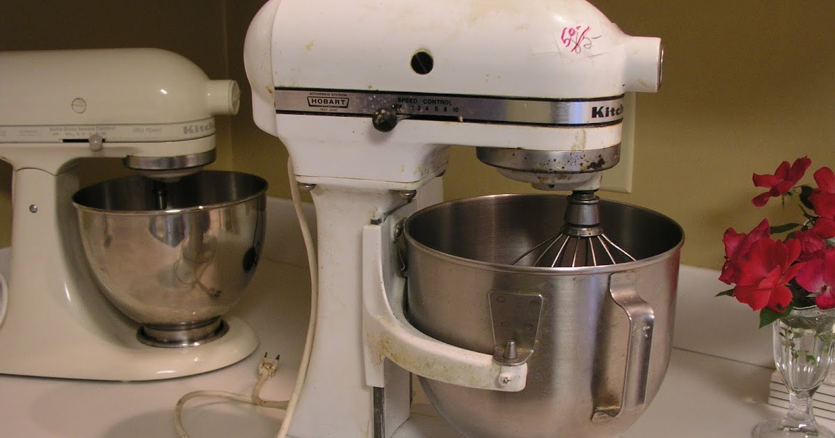 Vintage KitchenAid Hobart K45 Mixer 1 Bowl ,1 Attachment, White, Working