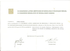 Certificado do VI Congresso Latino Americano de Sexologia e Educação