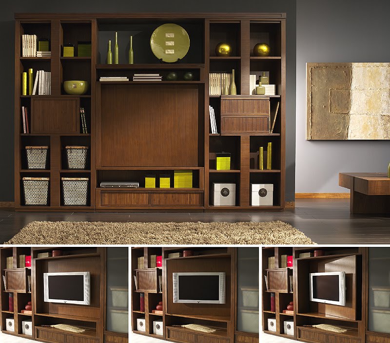 Media and storage wall unit. TIBET craftsman furniture collection design by Somerset Harris