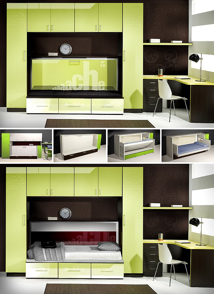 Teen bedroom set with hidden wall bed CENIT design by Somerset Harris