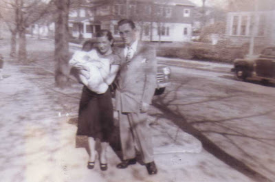Del, Earl & a Baby - circa April 1948